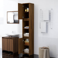 Thumbnail for Badezimmerschrank Braun Eiche 30x30x183,5 cm Holzwerkstoff
