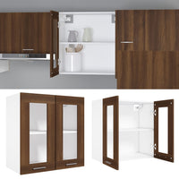 Thumbnail for Hängeschrank Glas Braun Eichen-Optik 60x31x60 cm Holzwerkstoff