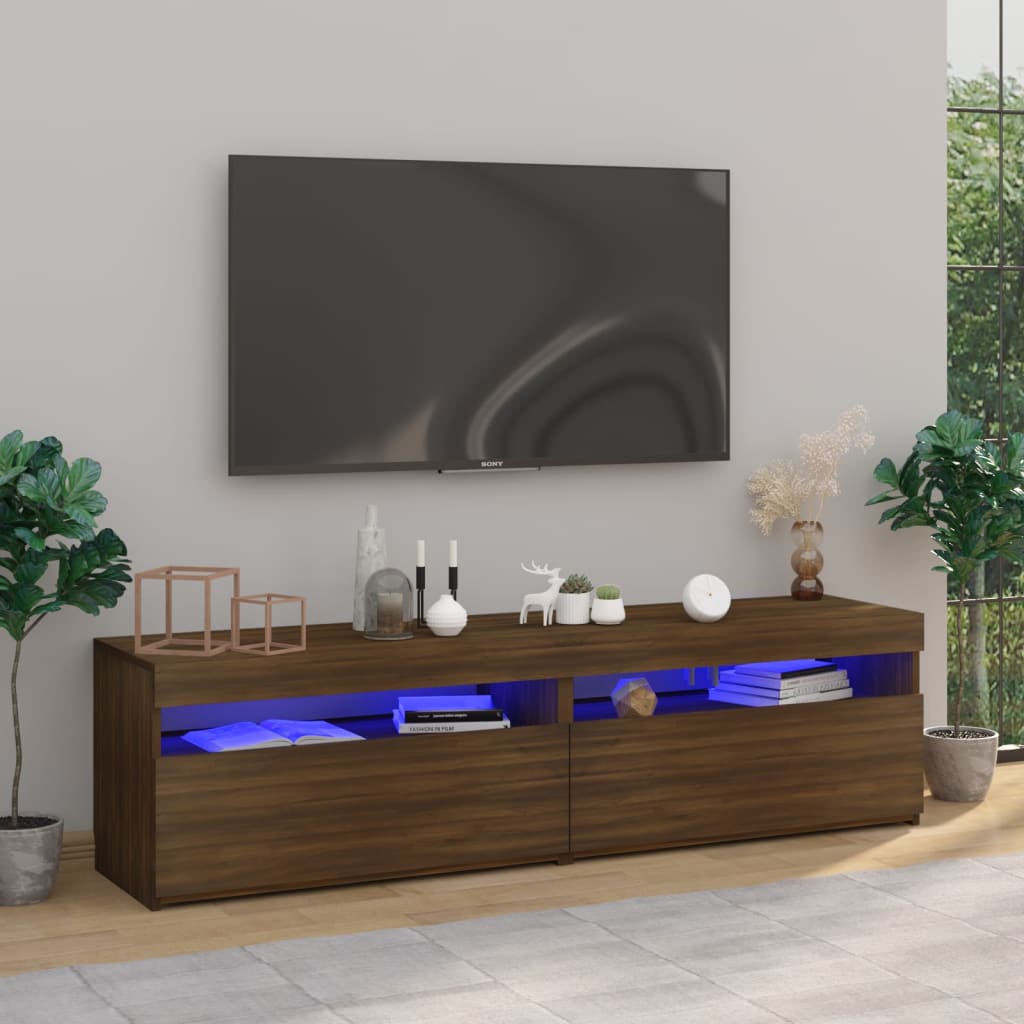 TV-Schrank mit LED-Leuchten Räuchereiche 75x35x40 cm