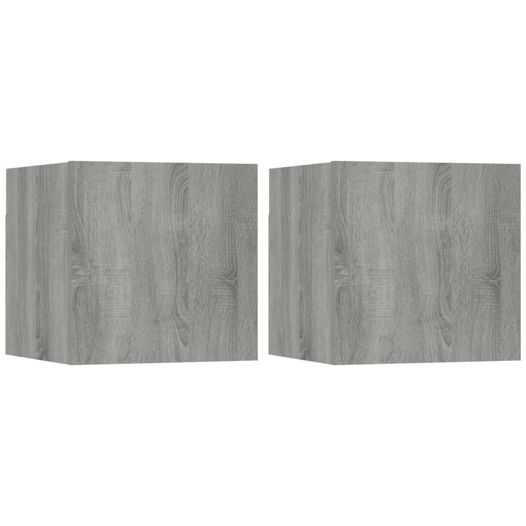TV-Wandschrank 2 Stk. Grau Sonoma 30,5x30x30 cm