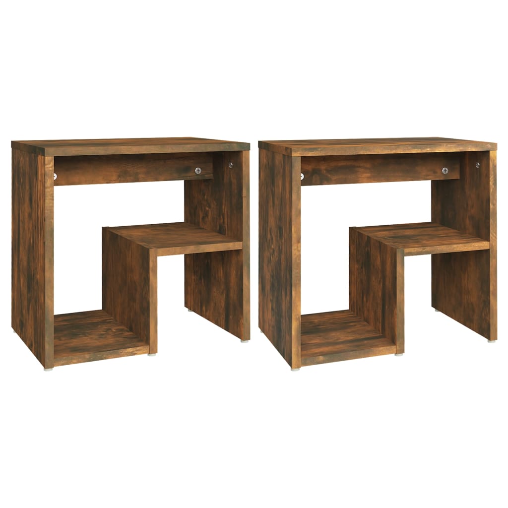 Nachttische 2 Stk. Räuchereiche 40x30x40 cm Holzwerkstoff