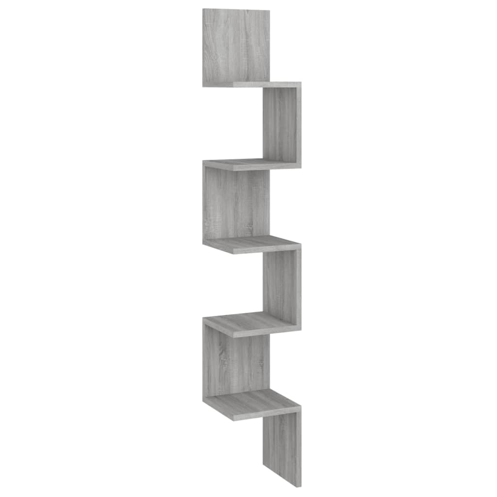 Wand-Eckregal Grau Sonoma 20x20x127,5 cm Holzwerkstoff