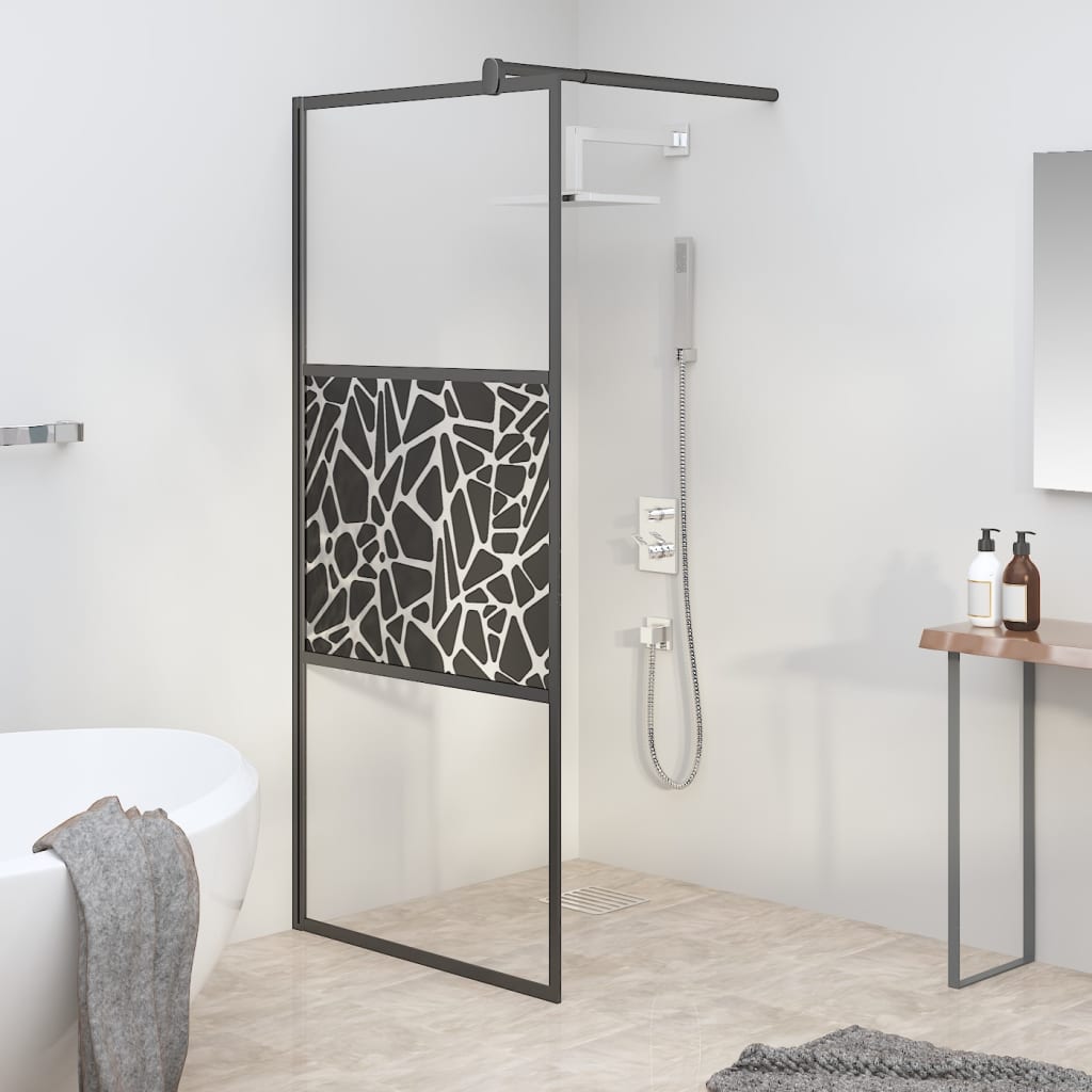 Duschwand für Walk-In Dusche 80x195 cm ESG Steindesign Schwarz