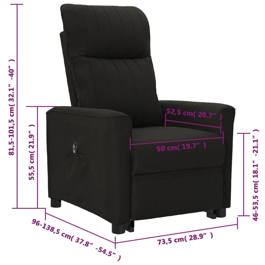 Relaxsessel mit Aufstehhilfe Schwarz Stoff