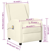 Thumbnail for Ohrensessel mit Massage- & Liegefunktion Creme Kunstleder