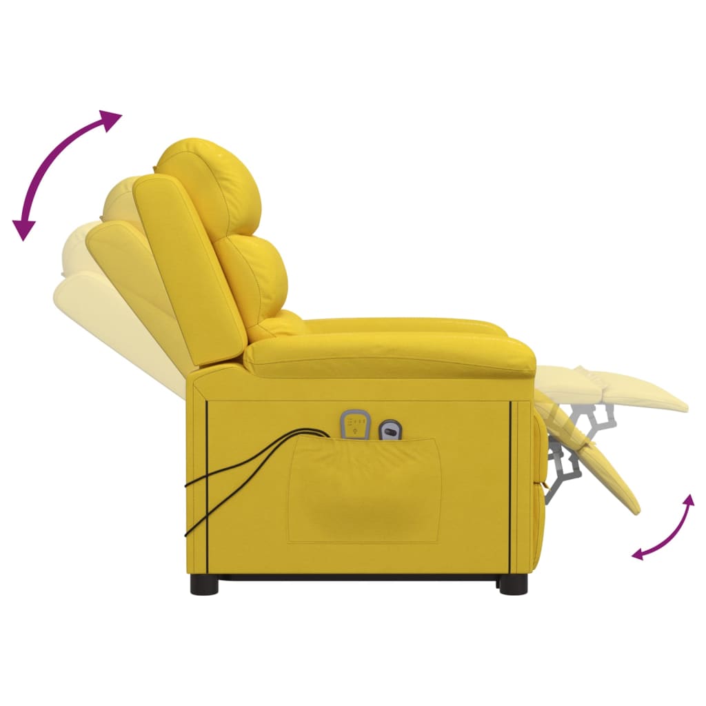 Massagesessel mit Aufstehhilfe Gelb Samt