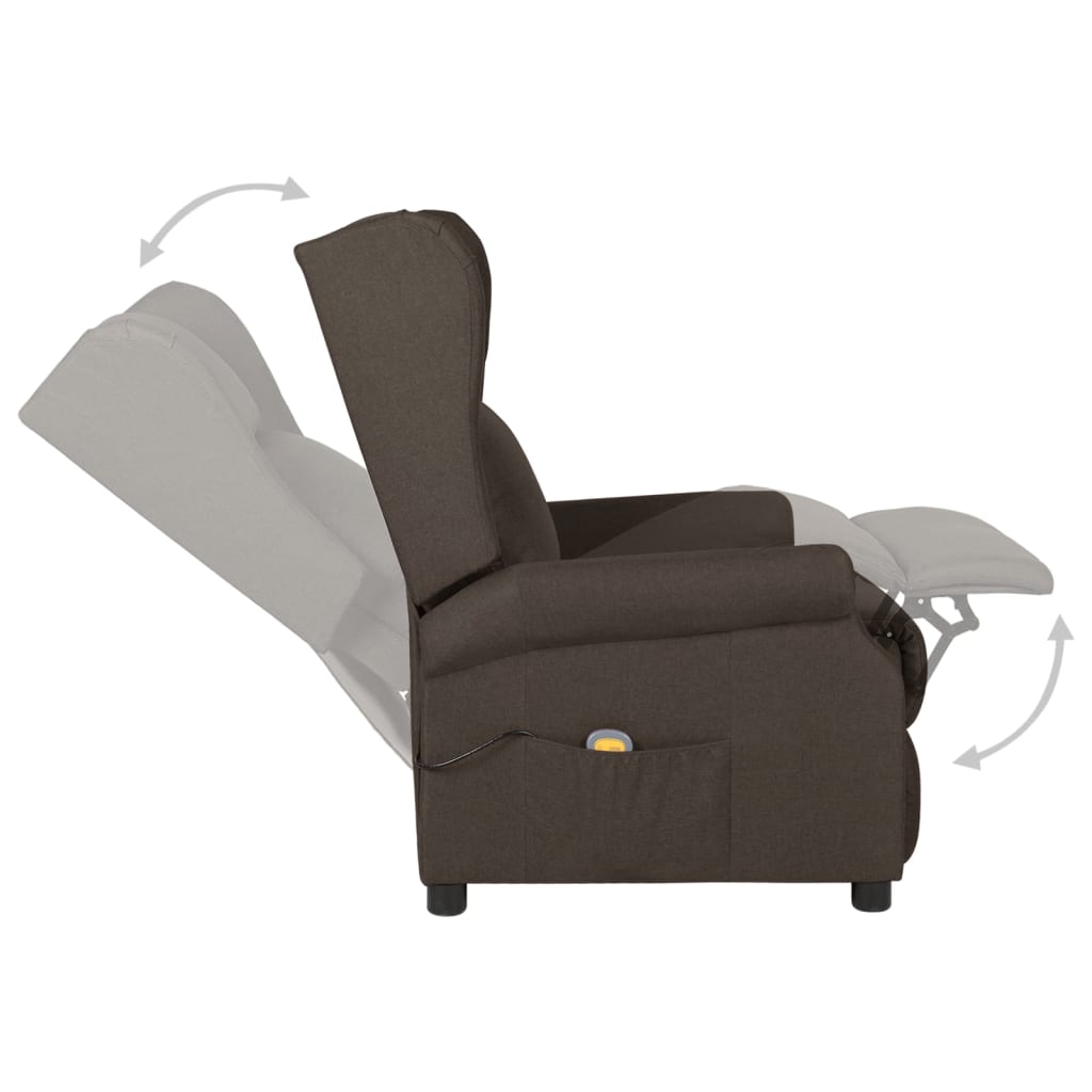 Ohrensessel mit Massagefunktion Elektrisch Dunkelbraun Stoff