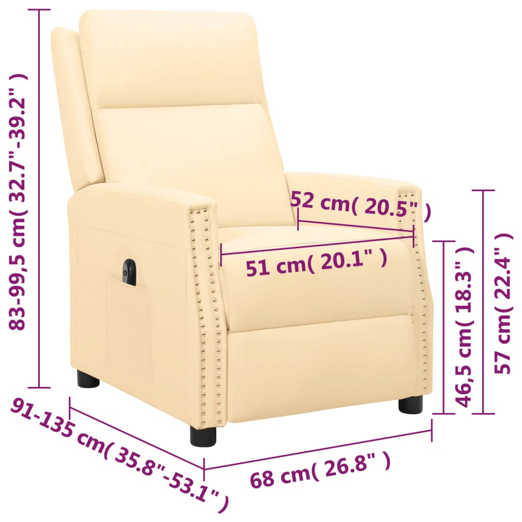 Elektrischer Relaxsessel Creme Kunstleder