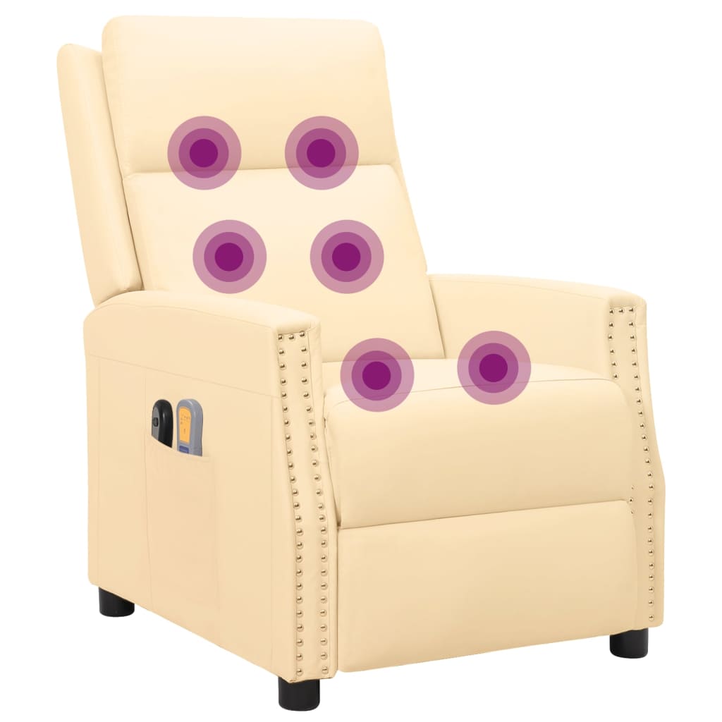 Elektrischer Massagesessel Creme Kunstleder