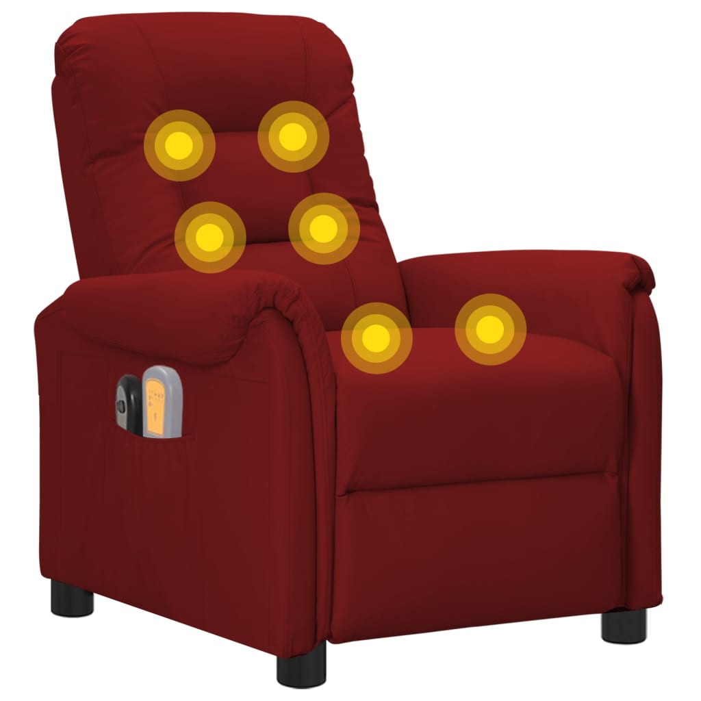 Elektrischer Massagesessel Weinrot Kunstleder