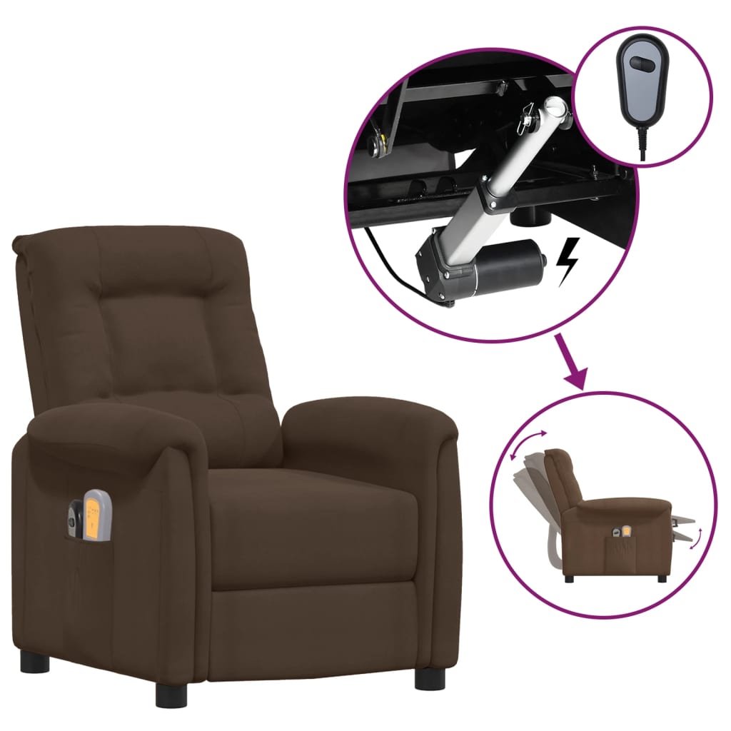 Elektrischer Massagesessel Braun Mikrofasergewebe