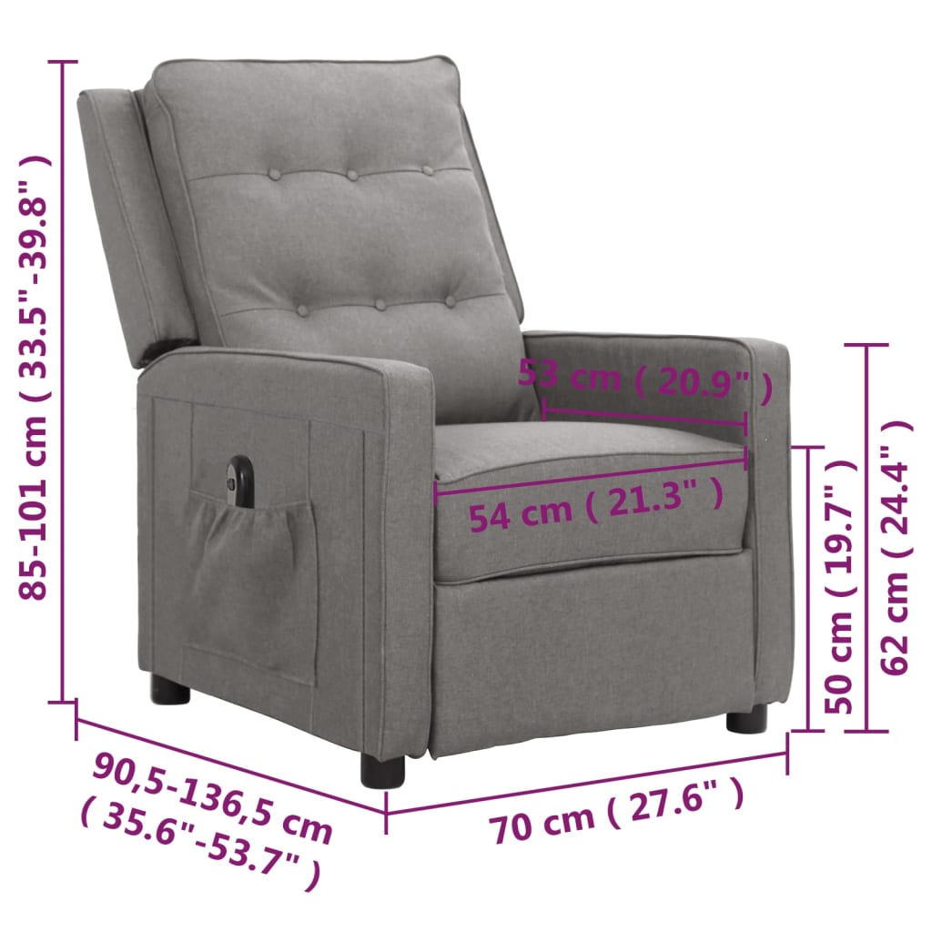 Elektrischer Relaxsessel Hellgrau Stoff