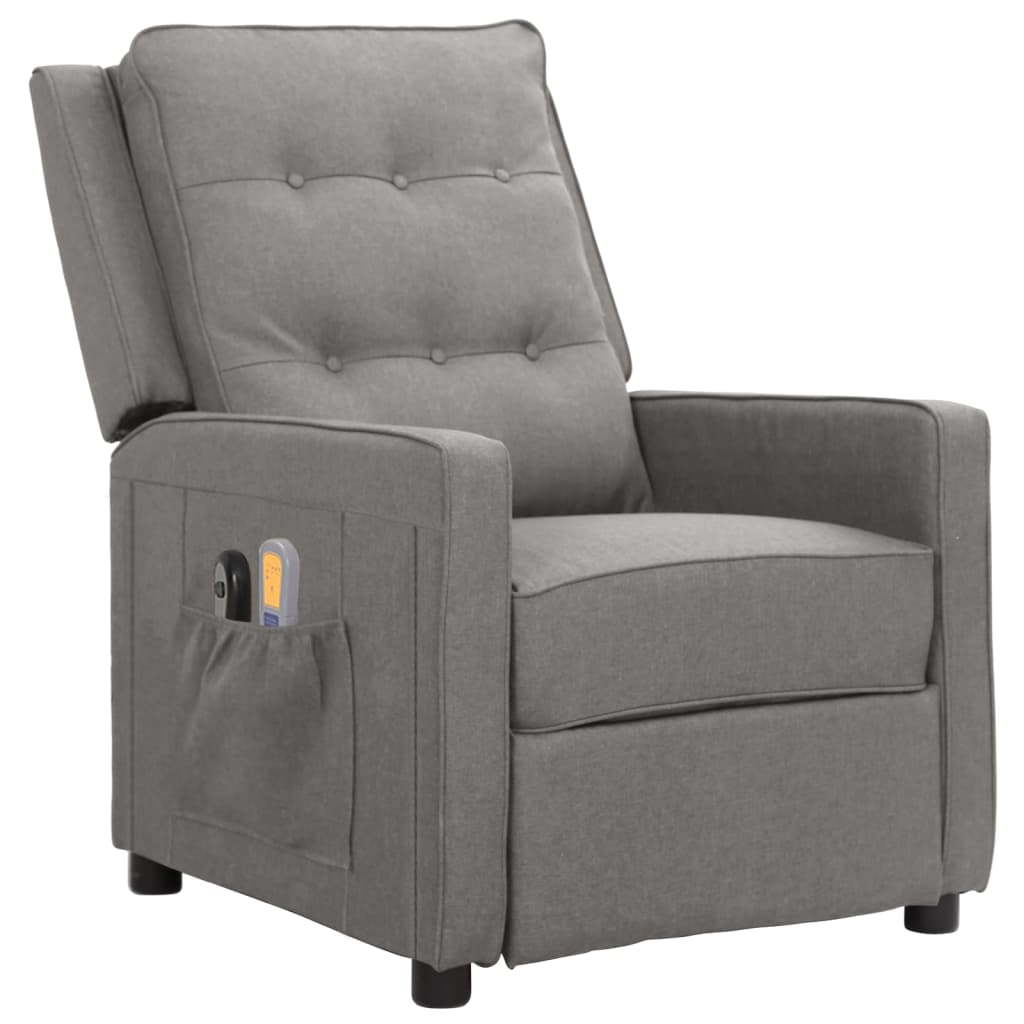 Elektrischer Massagesessel Hellgrau Stoff