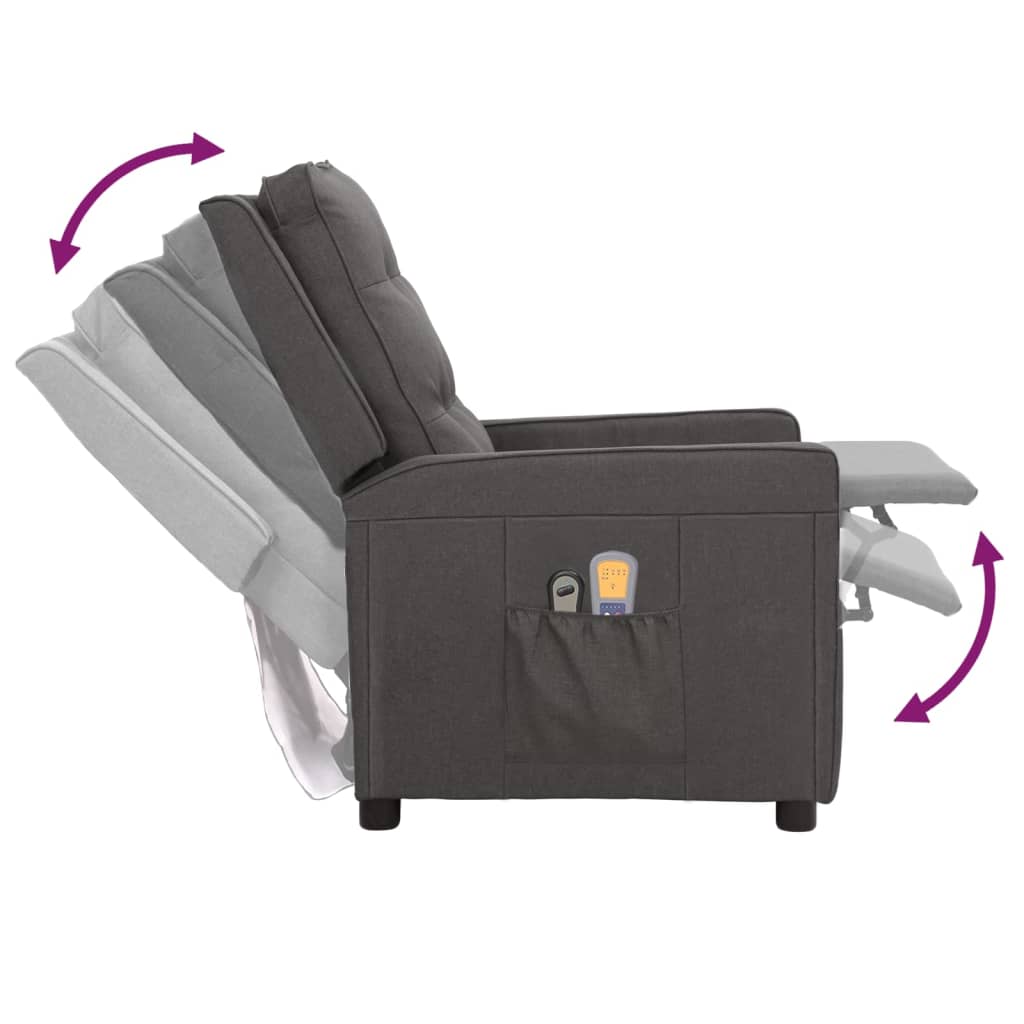 Elektrischer Massagesessel Dunkelgrau Stoff