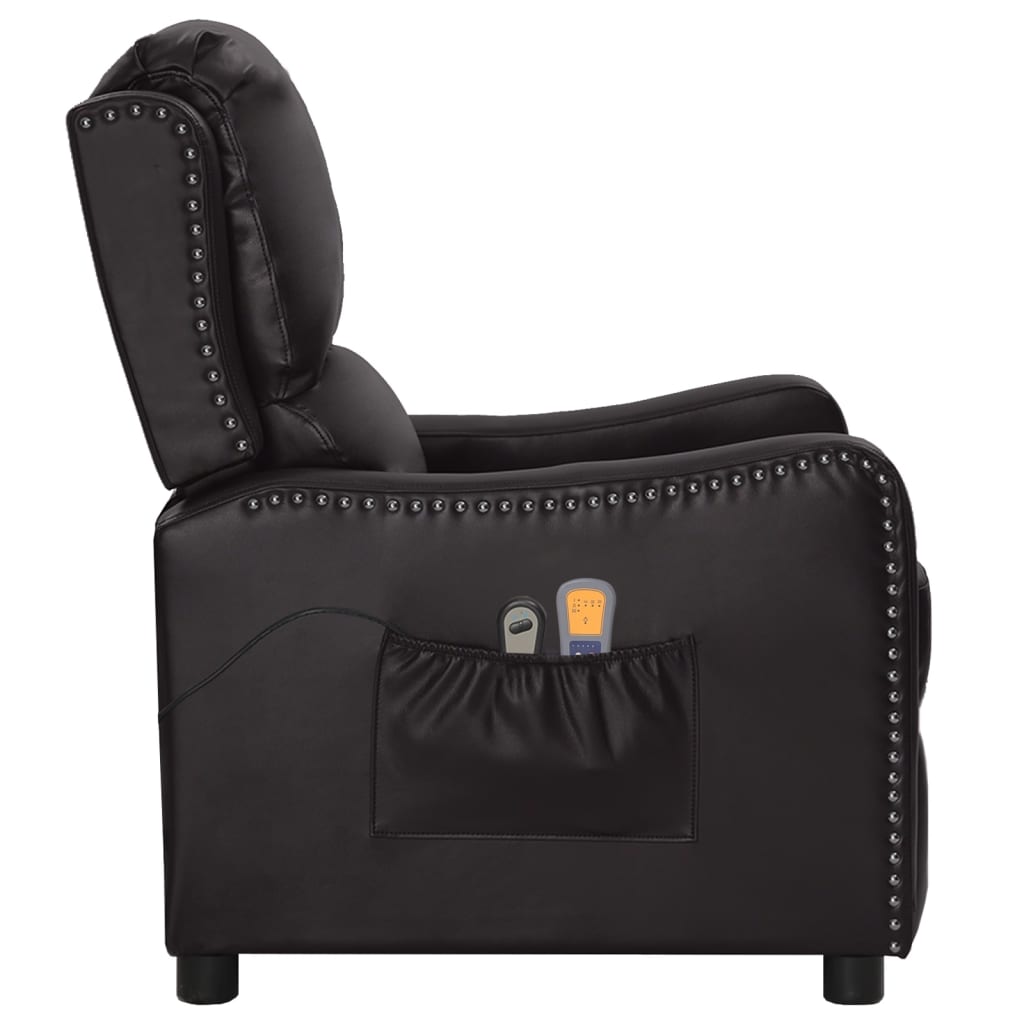 Elektrischer Massagesessel Schwarz Glänzend Kunstleder