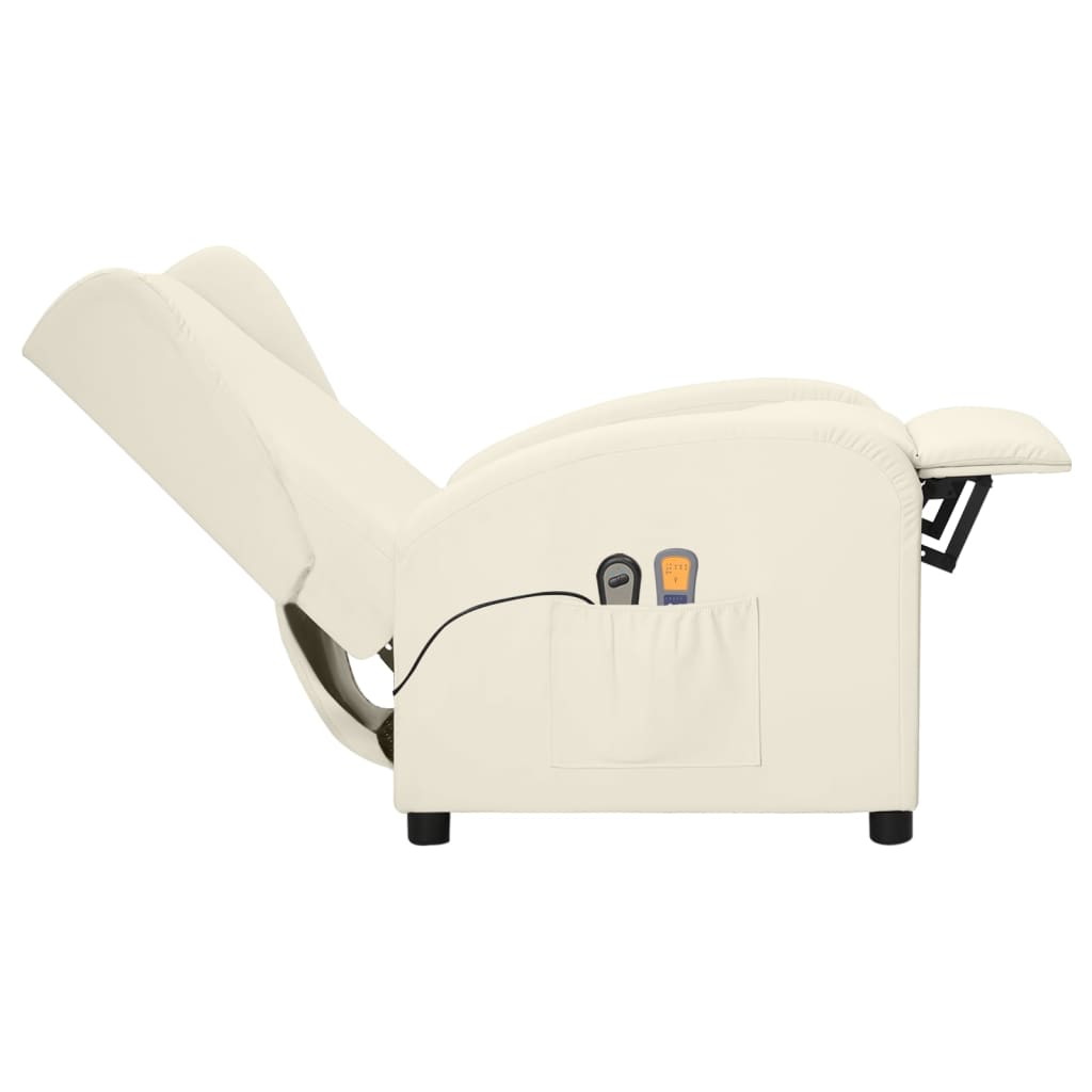 Ohrensessel mit Massagefunktion Elektrisch Creme Kunstleder