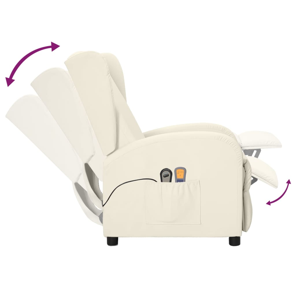 Ohrensessel mit Massagefunktion Elektrisch Creme Kunstleder