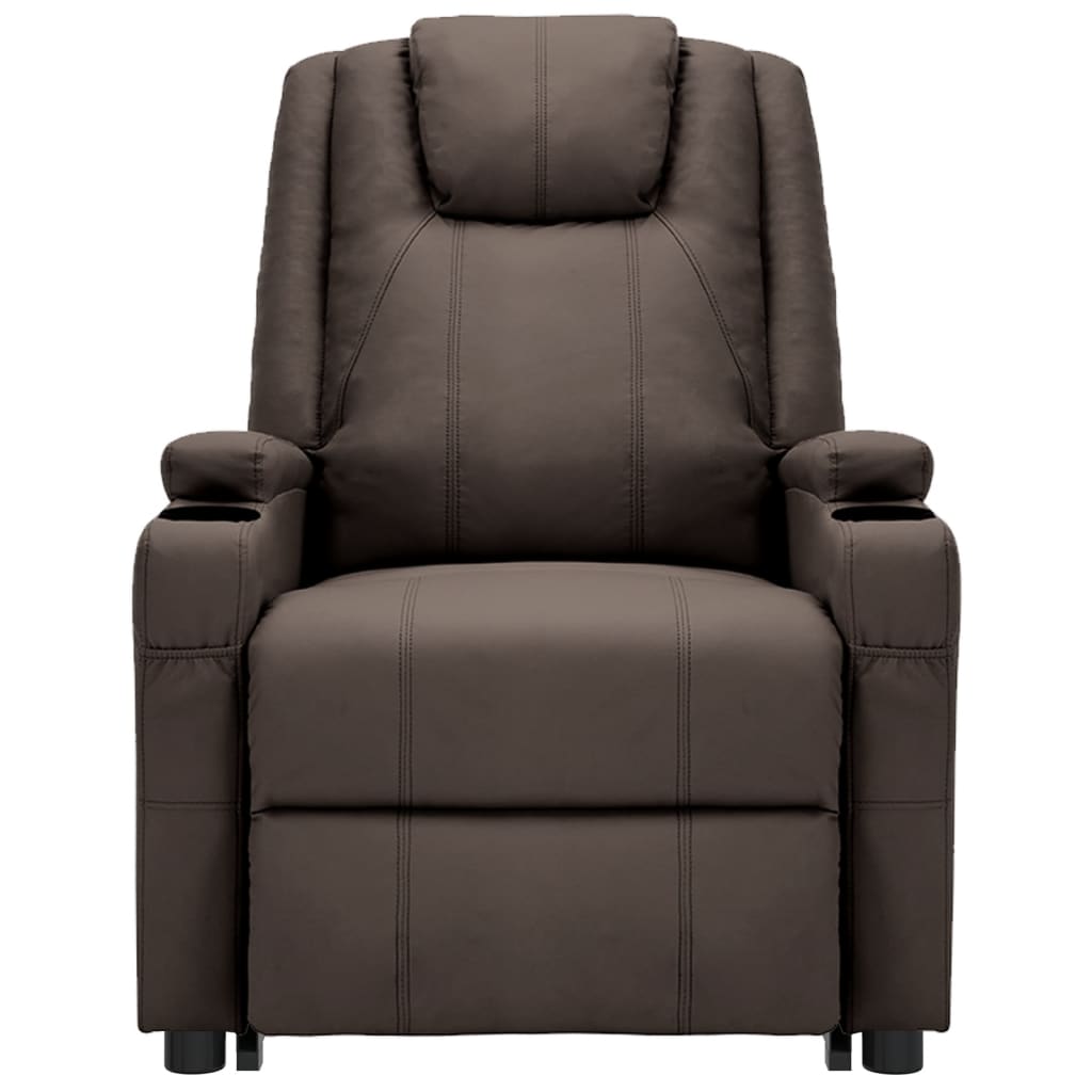 Massagesessel mit Aufstehhilfe Braun Kunstleder