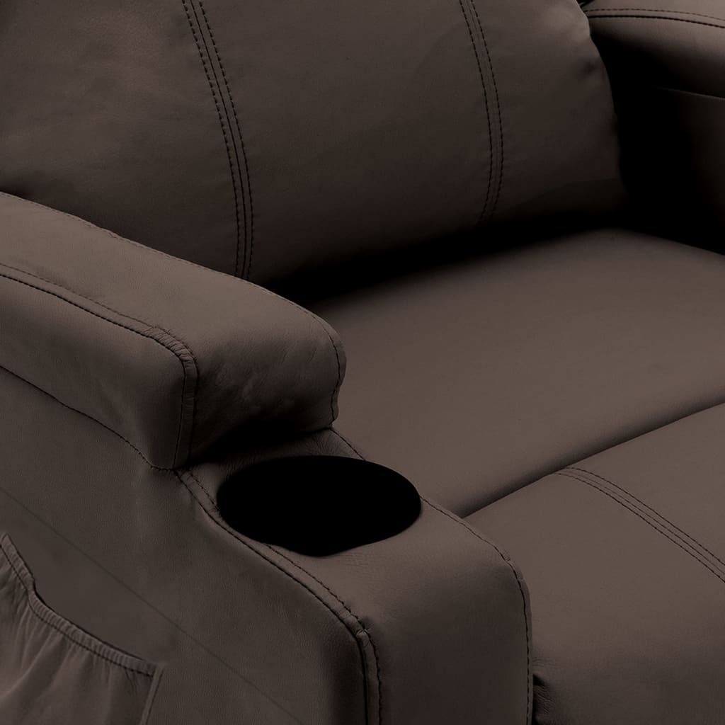 Massagesessel mit Aufstehhilfe Braun Kunstleder