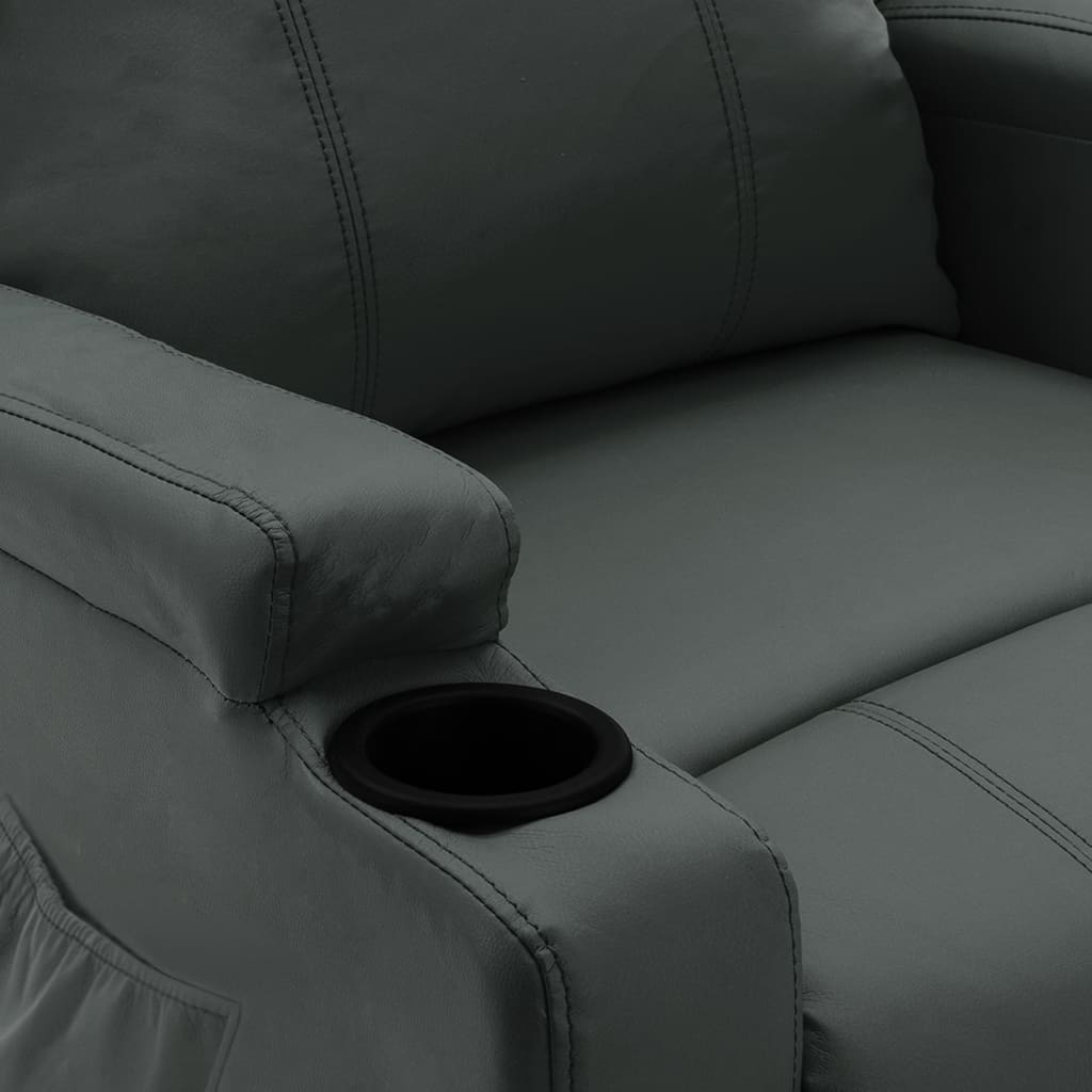 Massagesessel mit Aufstehhilfe Anthrazit Kunstleder