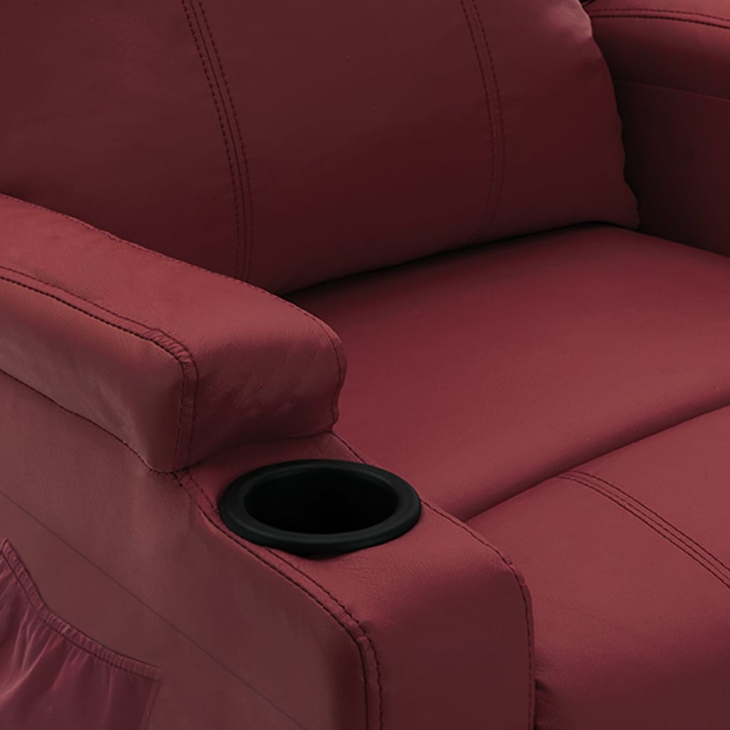 Massagesessel mit Aufstehhilfe Weinrot Kunstleder