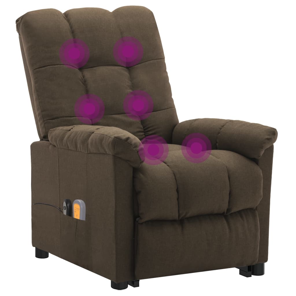 Massagesessel mit Aufstehhilfe Braun Stoff