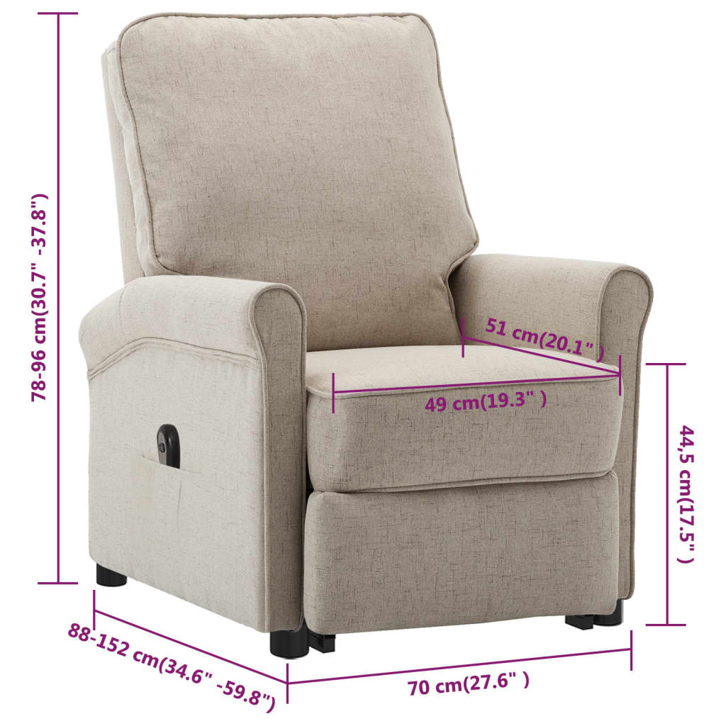 Relaxsessel mit Aufstehhilfe Creme Stoff