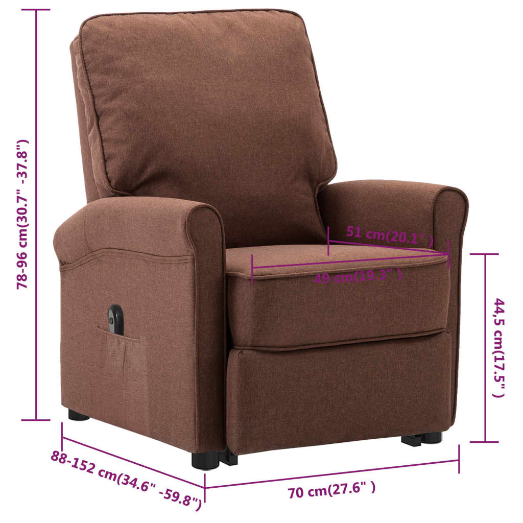 Relaxsessel mit Aufstehhilfe Braun Stoff