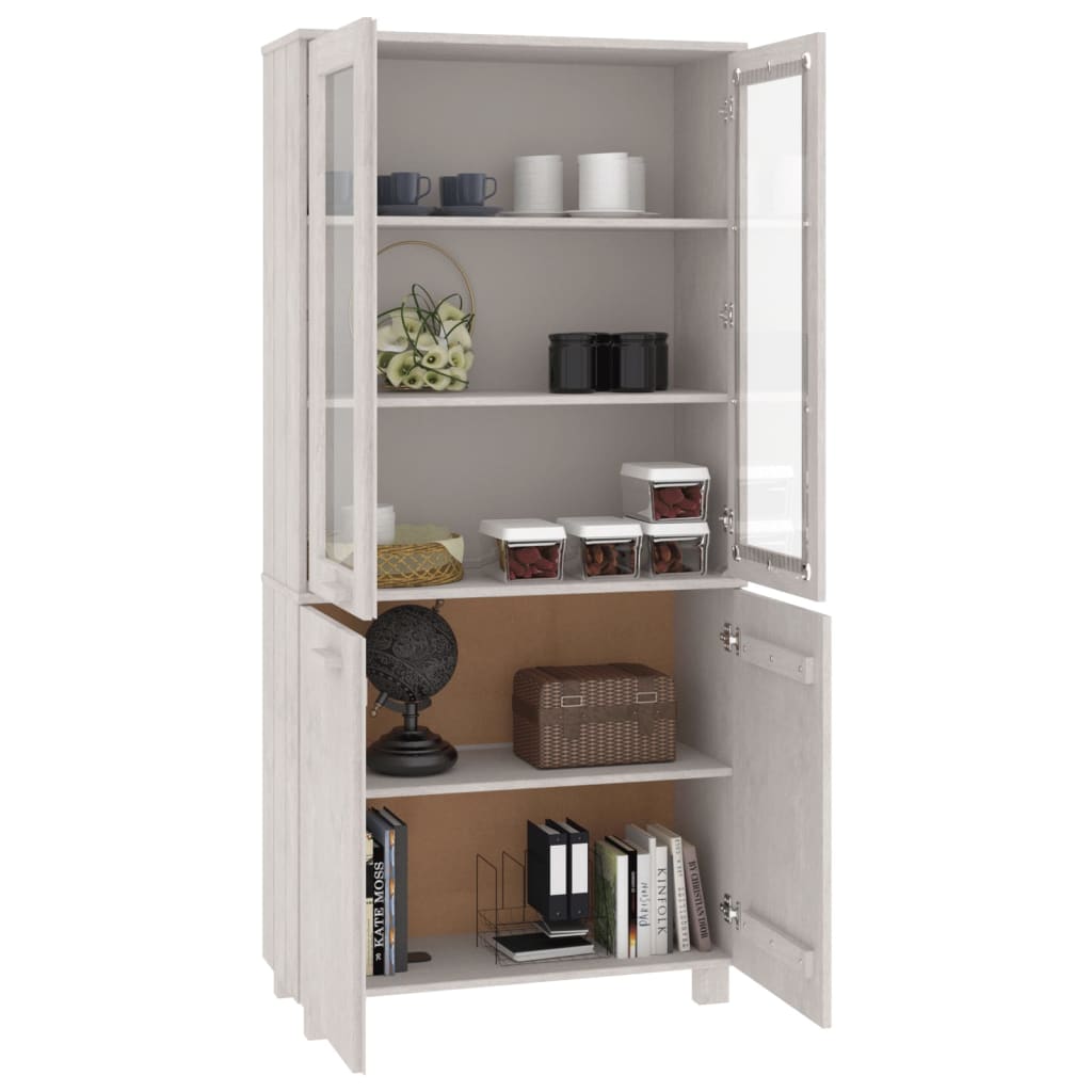 Highboard Massivholz Kiefer Weiß
