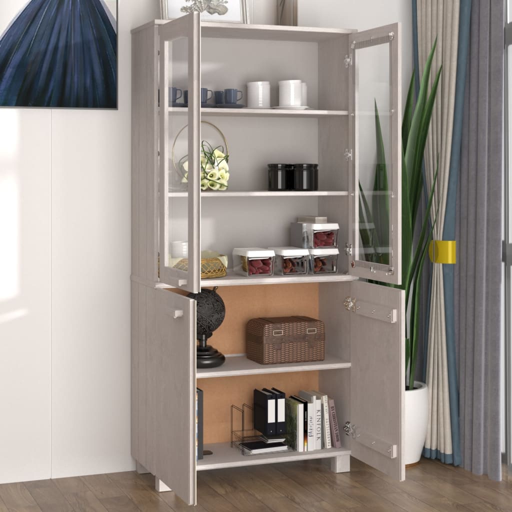 Highboard Massivholz Kiefer Weiß
