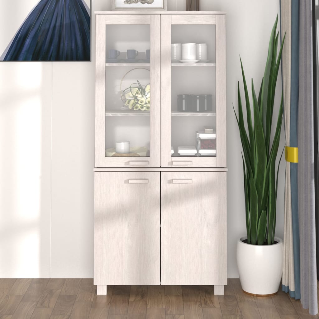 Highboard Massivholz Kiefer Weiß