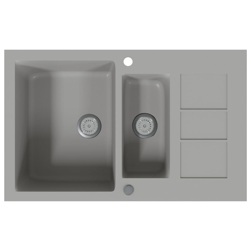 Küchenspüle mit Doppelbecken Grau Granit