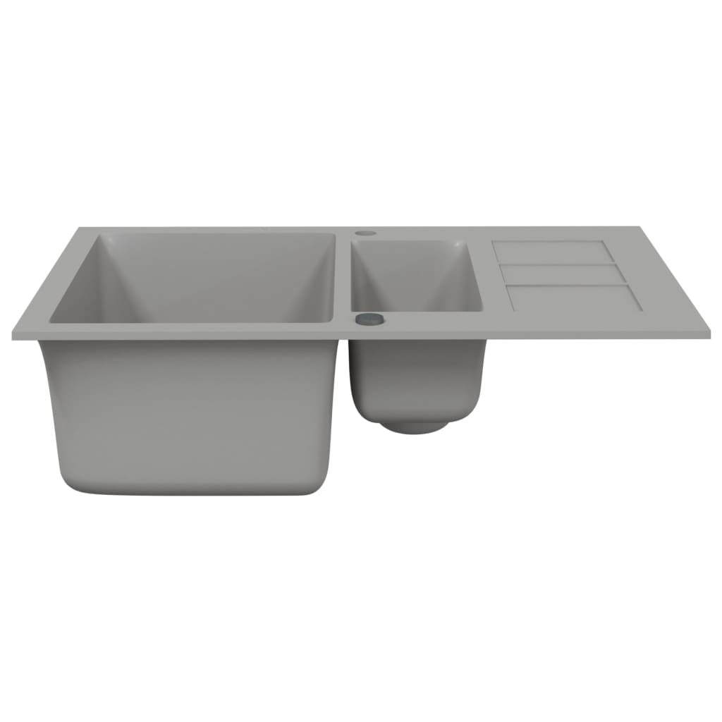 Küchenspüle mit Doppelbecken Grau Granit