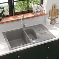 Thumbnail for Küchenspüle mit Doppelbecken Grau Granit