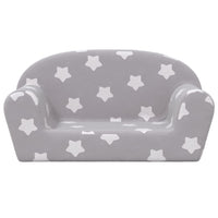 Thumbnail for Kindersofa 2-Sitzer Hellgrau mit Sternen Weich Plüsch