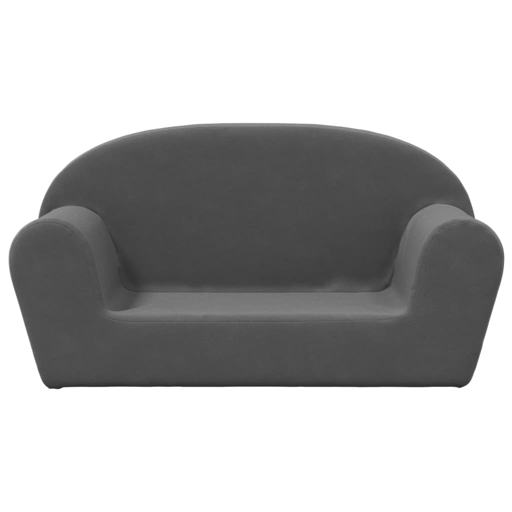 Kindersofa 2-Sitzer Anthrazit Weich Plüsch