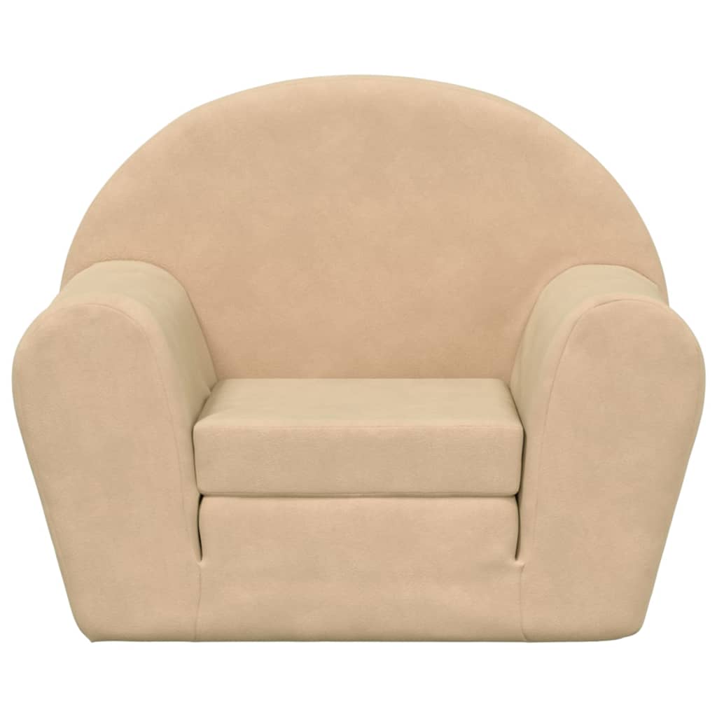 Kindersofa Creme Weich Plüsch