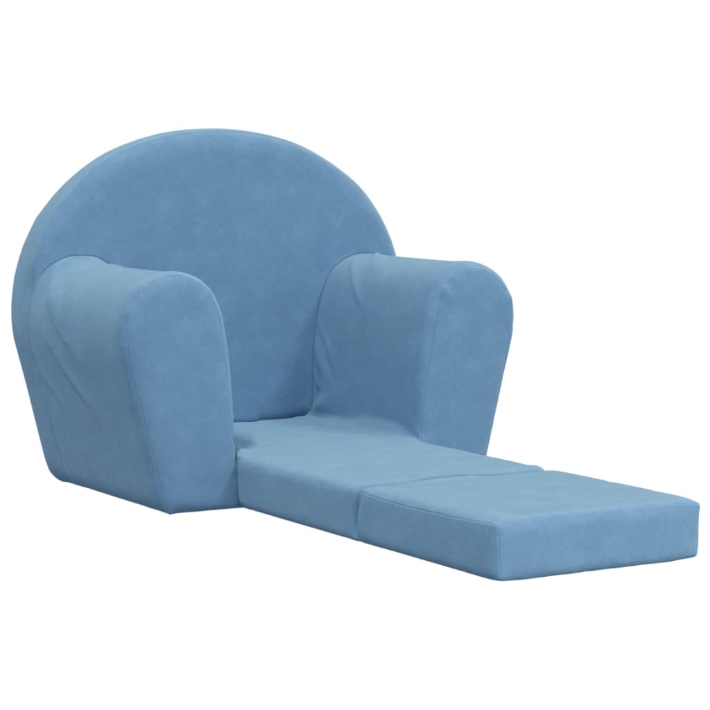 Kindersofa Blau Weich Plüsch