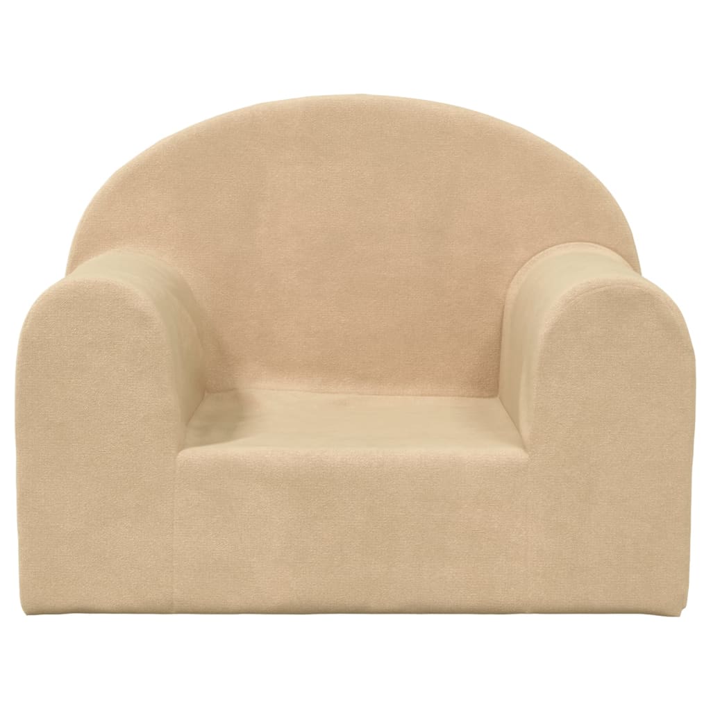 Kindersofa Creme Weich Plüsch