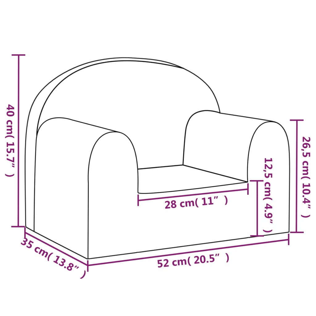 Kindersofa Creme Weich Plüsch