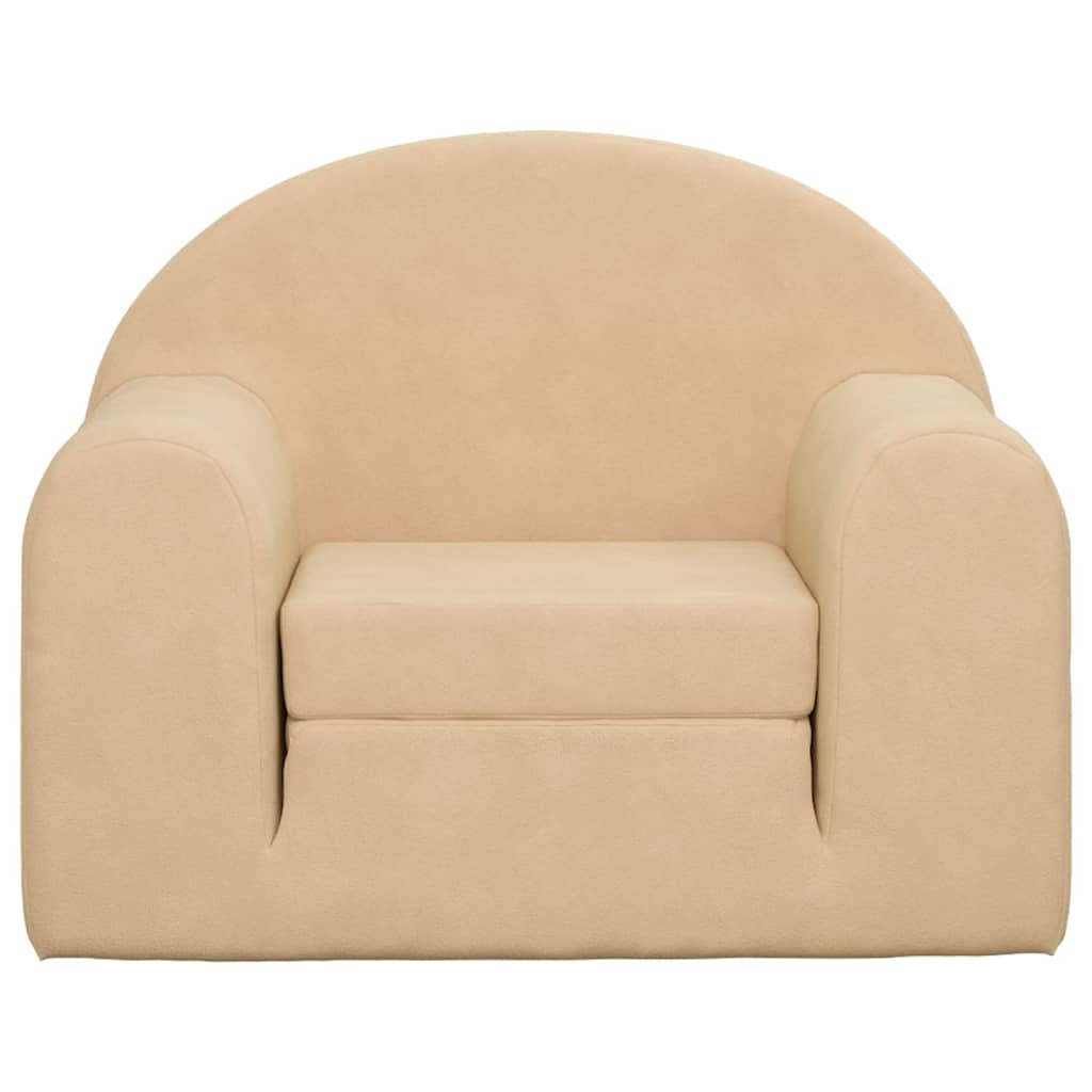 Kindersofa Creme Weich Plüsch