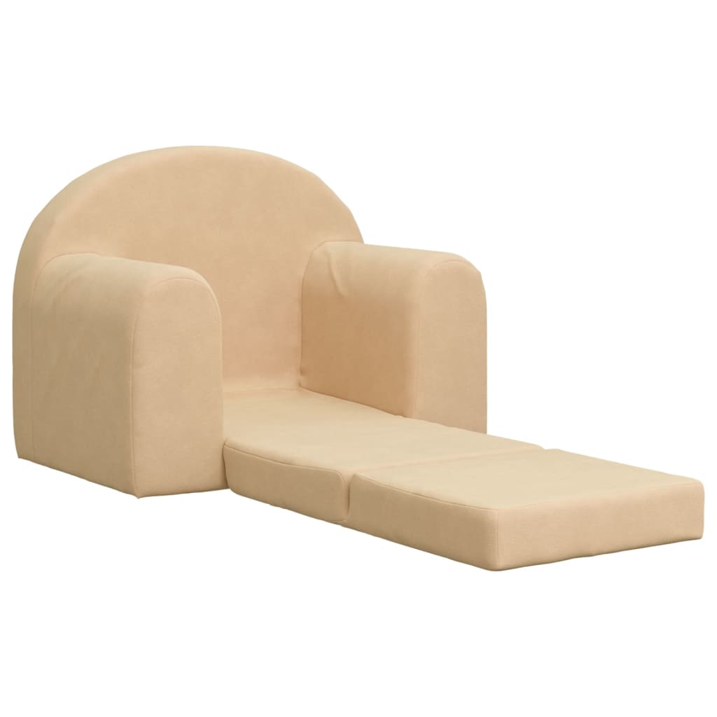 Kindersofa Creme Weich Plüsch