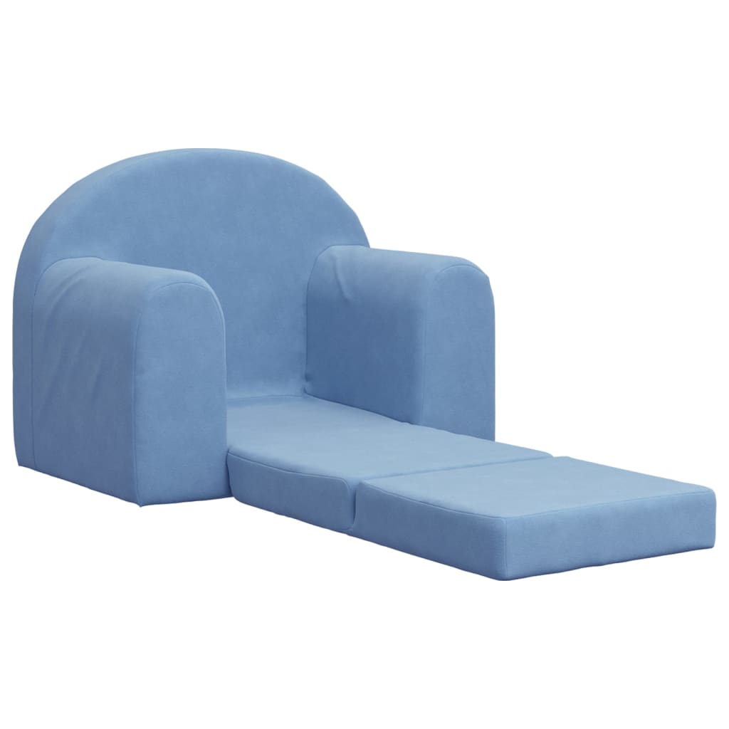 Kindersofa Blau Weich Plüsch