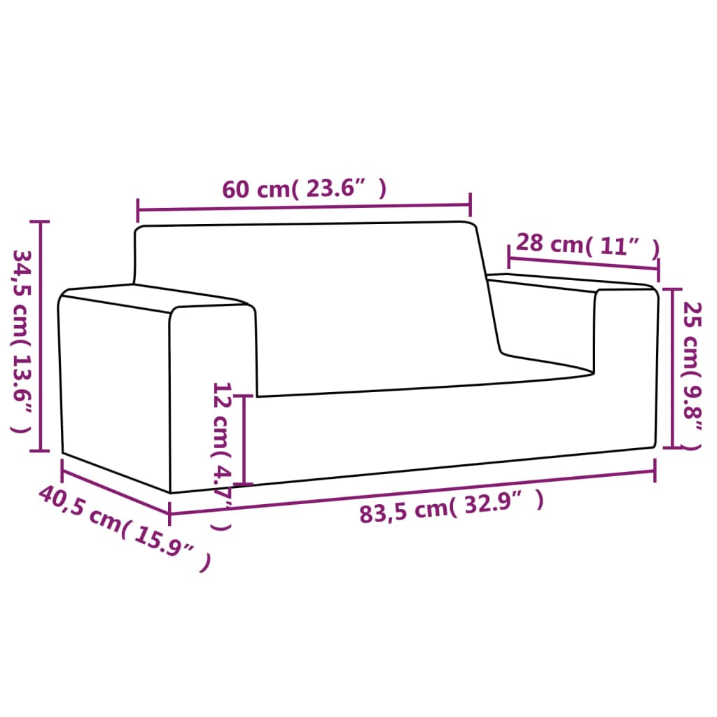 Kindersofa 2-Sitzer Rosa Weich Plüsch