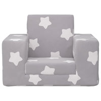 Thumbnail for Kindersofa Hellgrau mit Sternen Weich Plüsch