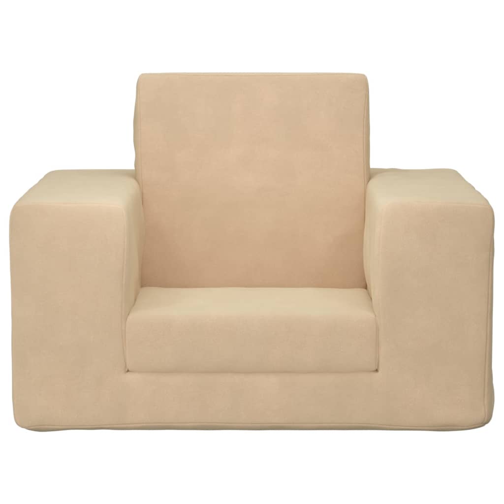 Kindersofa Creme Weich Plüsch