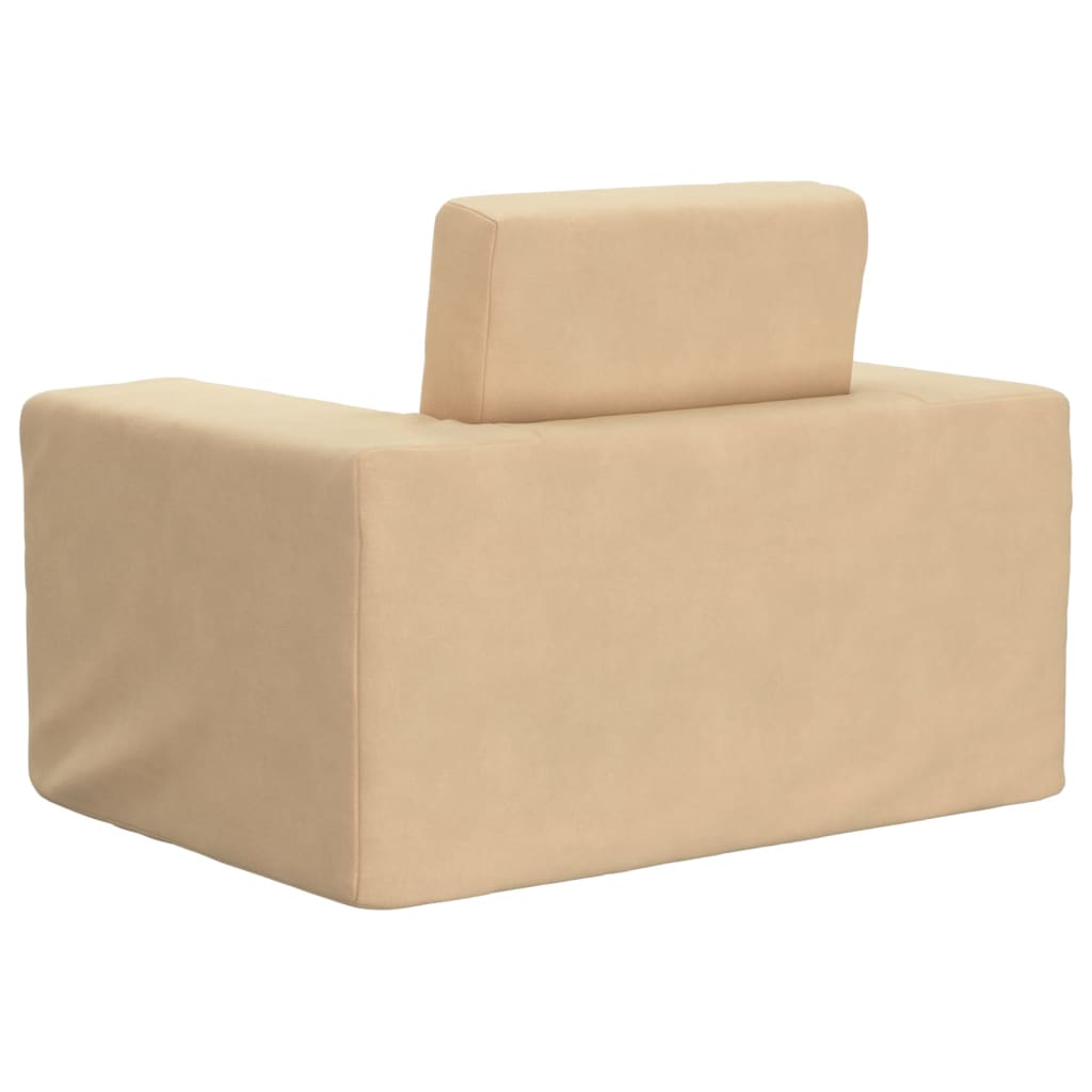 Kindersofa Creme Weich Plüsch