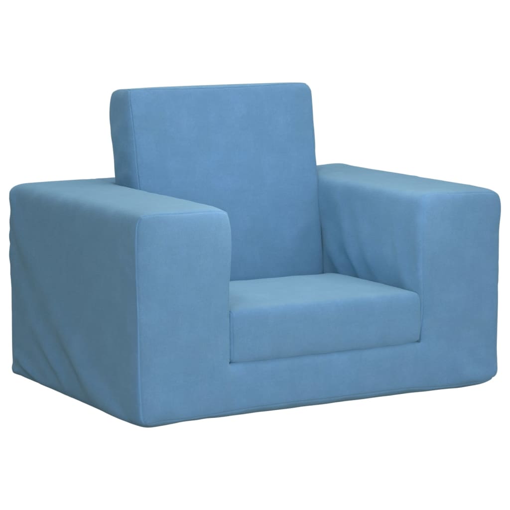 Kindersofa Blau Weich Plüsch