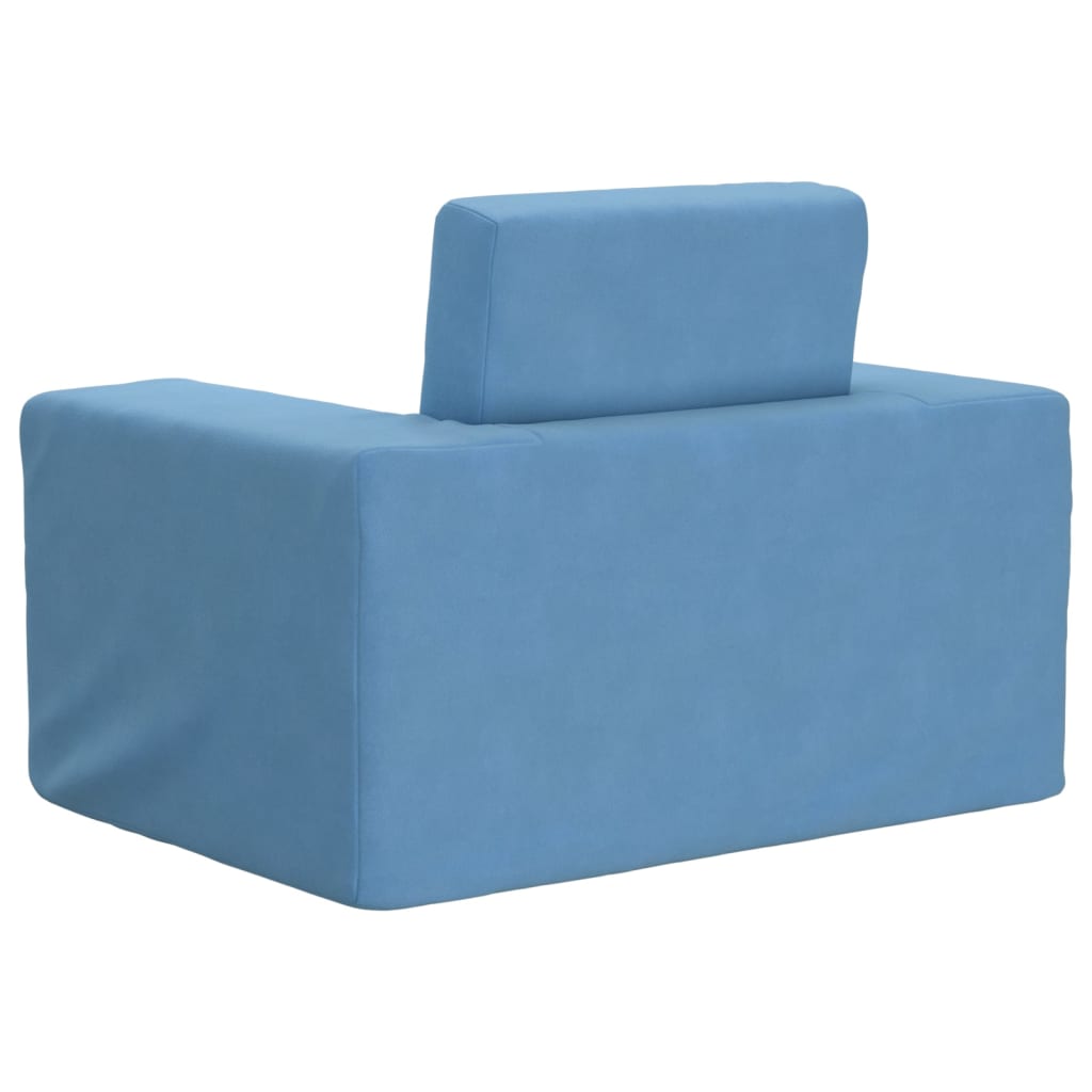 Kindersofa Blau Weich Plüsch