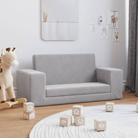 Thumbnail for 2-Sitzer Schlafsofa für Kinder Hellgrau Weicher Plüsch